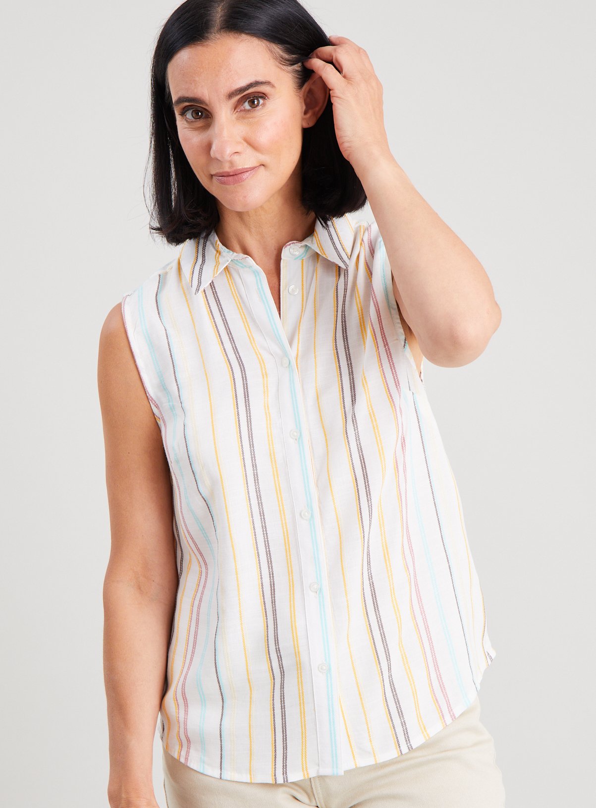 White Stripe Sleeveless Shirt 26 - Image 1 thumbnail